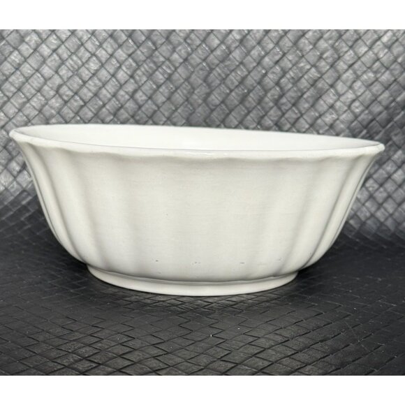 White Ironstone Bowl Late 1800s Victorian Era Fluted Edge Knowles Taylor 9 Inch - Picture 5 of 10